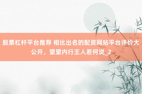 股票杠杆平台推荐 相比出名的配资网站平台评价大公开，望望内行王人若何说_2