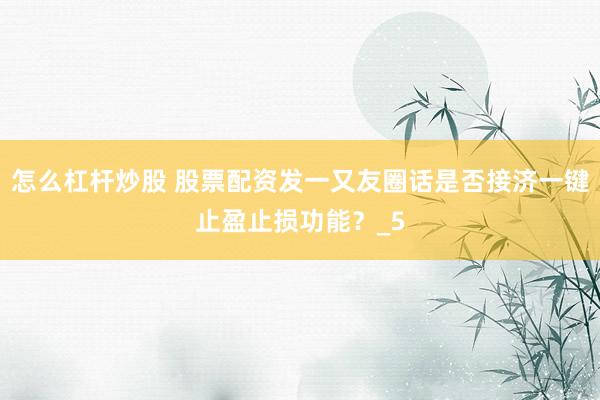 怎么杠杆炒股 股票配资发一又友圈话是否接济一键止盈止损功能？_5