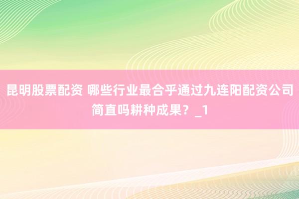 昆明股票配资 哪些行业最合乎通过九连阳配资公司简直吗耕种成果？_1