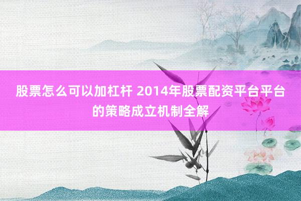 股票怎么可以加杠杆 2014年股票配资平台平台的策略成立机制全解