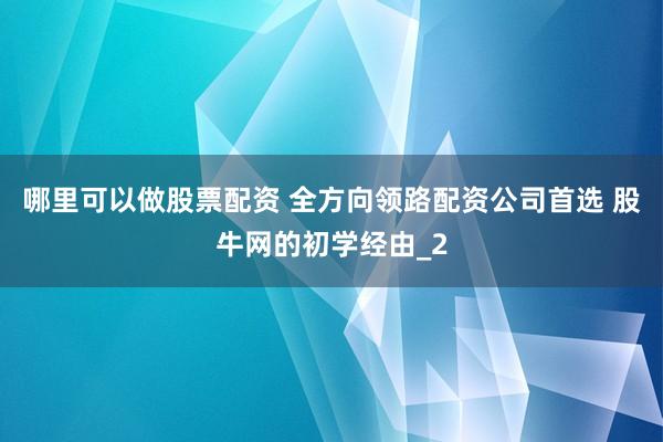 哪里可以做股票配资 全方向领路配资公司首选 股牛网的初学经由_2