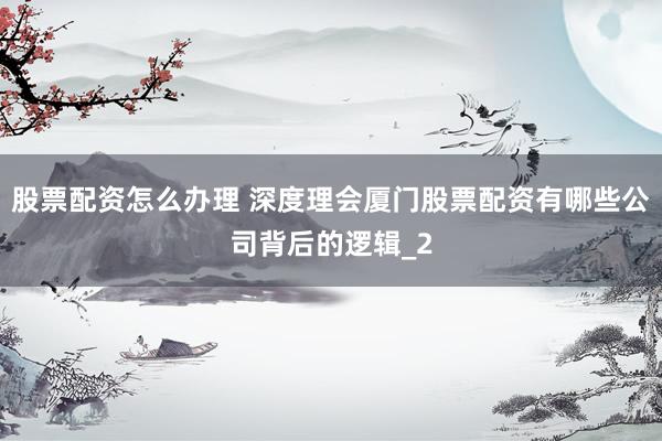 股票配资怎么办理 深度理会厦门股票配资有哪些公司背后的逻辑_2