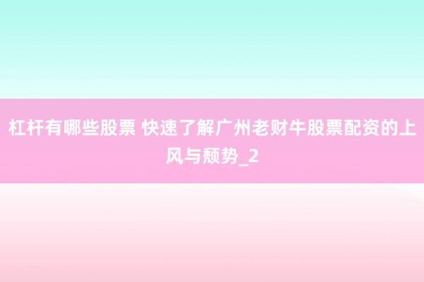 杠杆有哪些股票 快速了解广州老财牛股票配资的上风与颓势_2