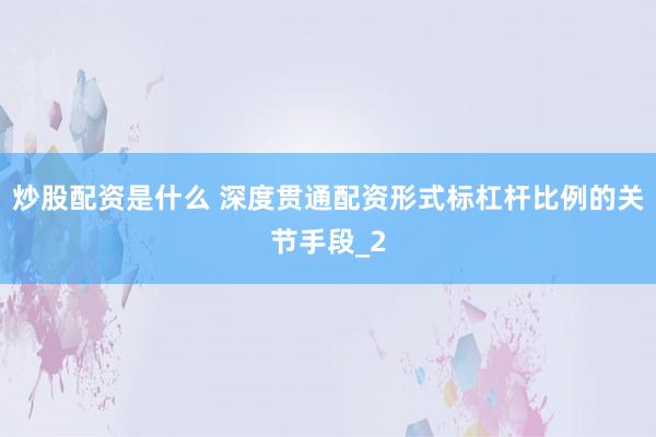 炒股配资是什么 深度贯通配资形式标杠杆比例的关节手段_2