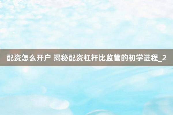 配资怎么开户 揭秘配资杠杆比监管的初学进程_2