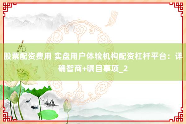 股票配资费用 实盘用户体验机构配资杠杆平台：详确智商+瞩目事项_2